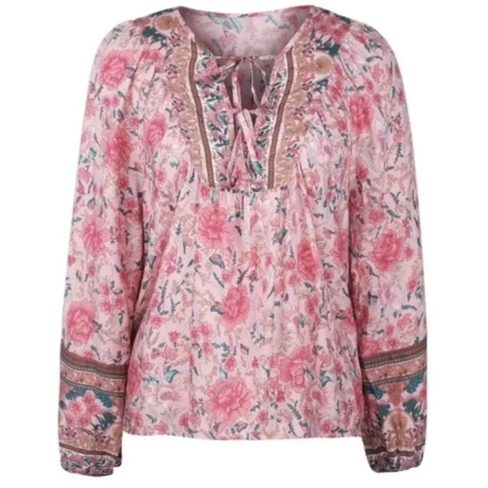 SOLD OUT Pink Floral Bohemian Peasant Blouse - Picture 5 of 5